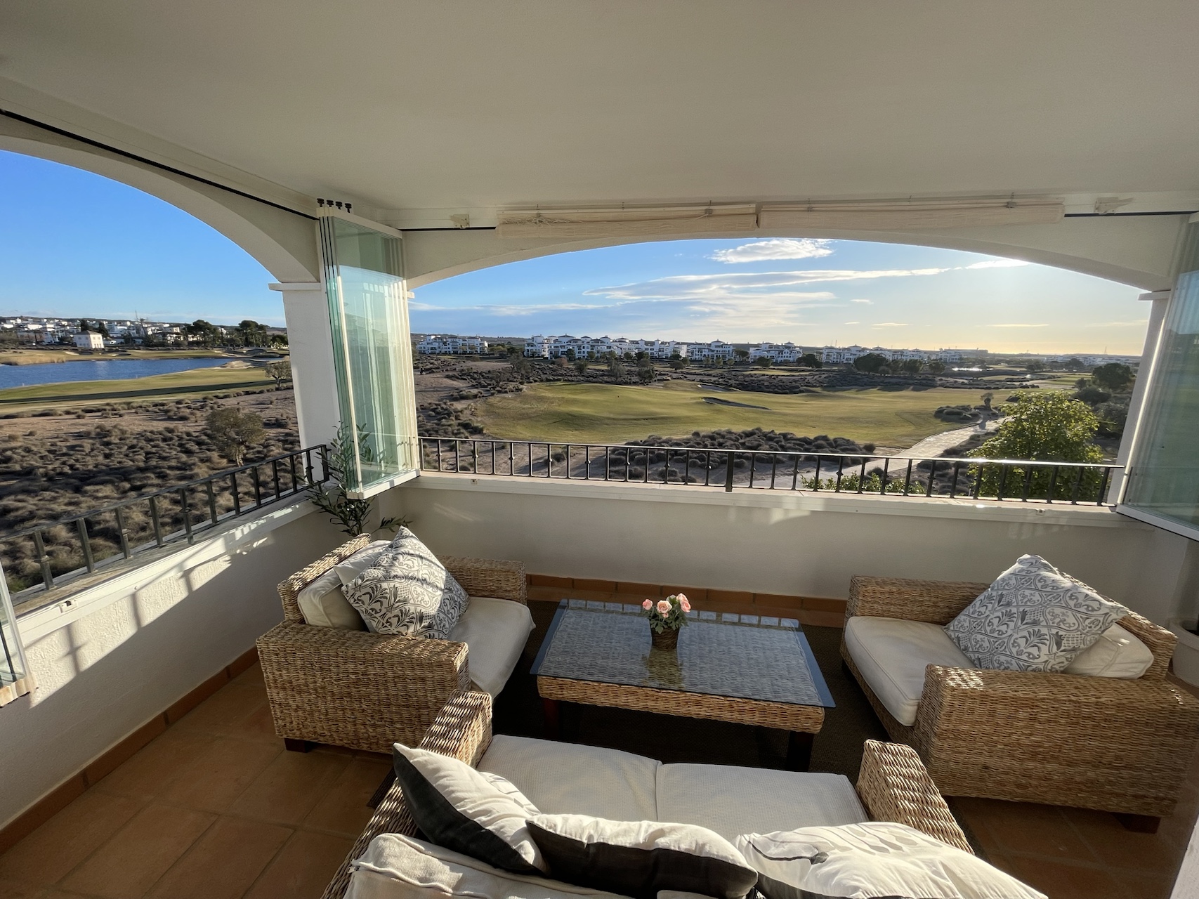 Terrace overlooking the lake and golf course